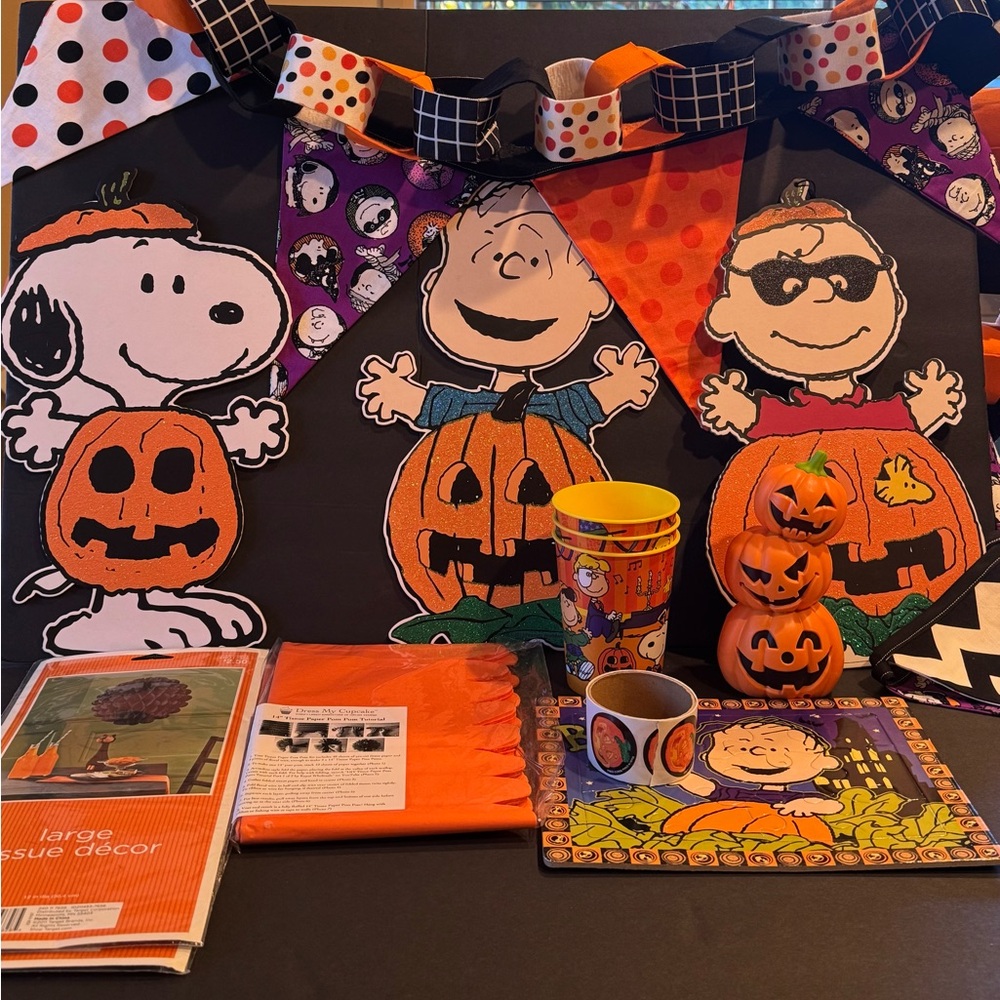 Peanuts/Great Pumpkin Halloween Party Set - Poms, buntings, characters and more!